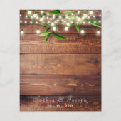 BotanicalFoliage Rustic Wood Lights String Hochzei Flyer (Hinten)