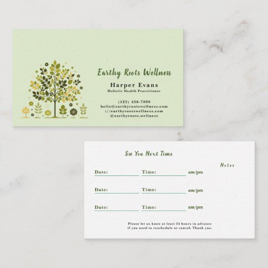 BotanicalLightGreen HolisticWellness Appointment& Visitenkarte (Vorne/Hinten)