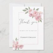 Botanicalm pastellrosa Flora Vielen Dank Einladung (Vorderseite)