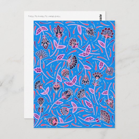 Botanicals Blau und Rosa Postkarte (Vorne/Hinten)