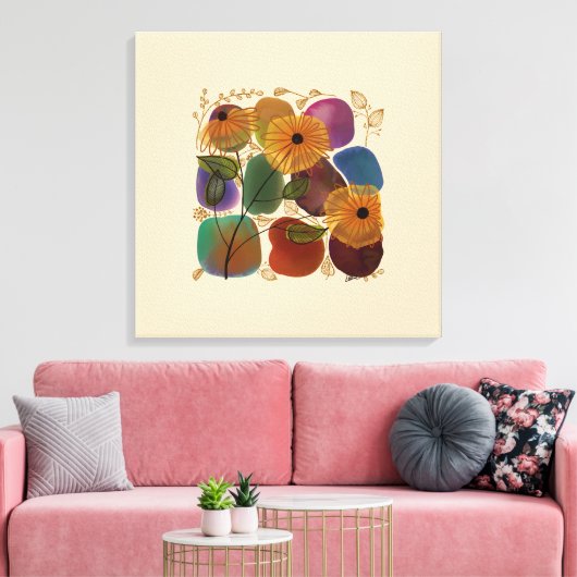 Botanicals-Blume Wasserfarben - Rocks Leinwanddruck (Insitu (Wohnzimmer))