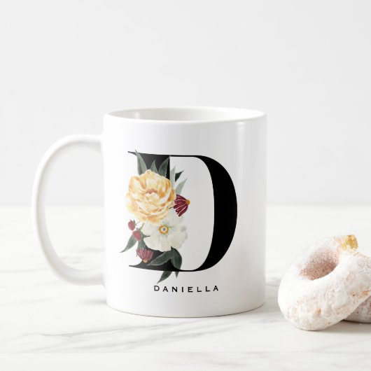 Botanicals-Brief-D-Monogramm Kaffeetasse (Mit Donut)