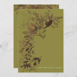 Botanicals flaches Wasser Neue Jahre Karte Grün