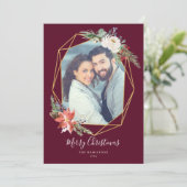 Botanicals Geometric Red Foto Feiertagskarte (Stehend Vorderseite)