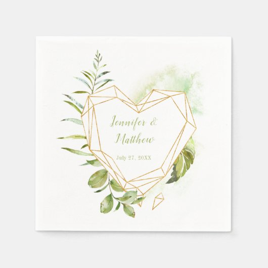 Botanicals Gold Heart Geometric Shape Empfang Serviette (Vorderseite)