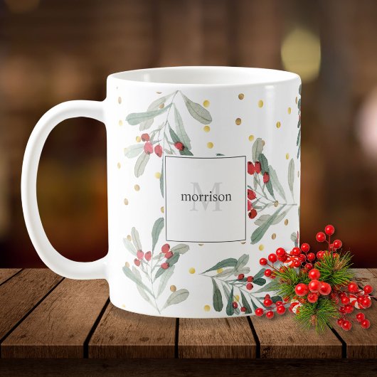 Botanicals Gold Monogram für den modernen Winterur Kaffeetasse