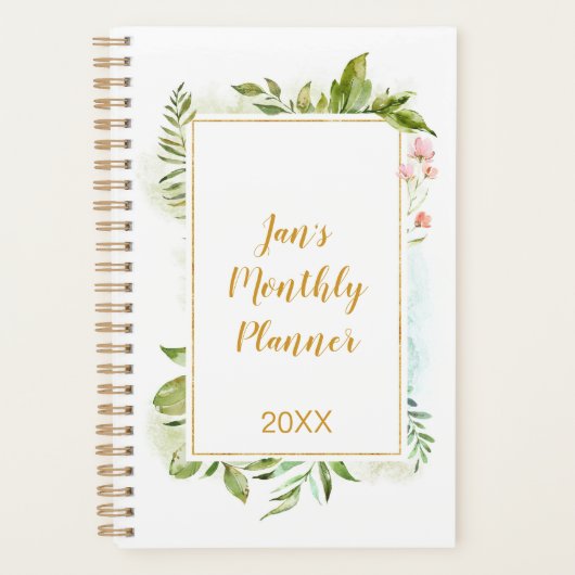 Botanicals Gold Pink Geometric Floral Personal Planer (Vorderseite)