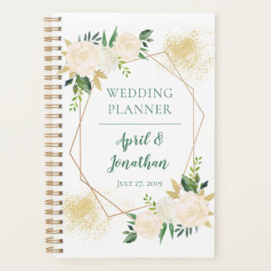 Botanicals Gold Pink Geometric Floral Wedding Planer