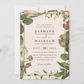 Botanicals Greenery Rustic Vintage QR Code Wedding Einladung (Vorderseite)