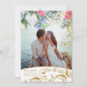 Botanicals Imitate Gold Glitzer Wirbel Save the Da Einladung (Vorderseite)