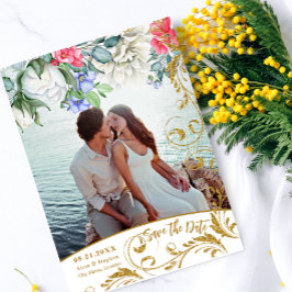 Botanicals Imitate Gold Glitzer Wirbel Save the Da Einladung