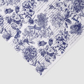 Botanicals in blau mit Skriptdecoupage Seidenpapier (Ausschnitt)