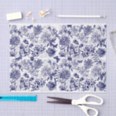 Botanicals in blau mit Skriptdecoupage Seidenpapier (Handwerk)