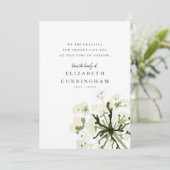 Botanicals Memorial Wasserfarben Bellinzona Dankeskarte (Stehend Vorderseite)