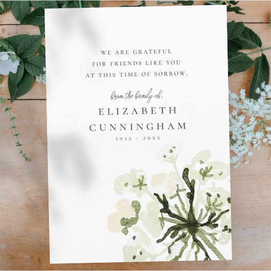 Botanicals Memorial Wasserfarben Bellinzona Dankeskarte