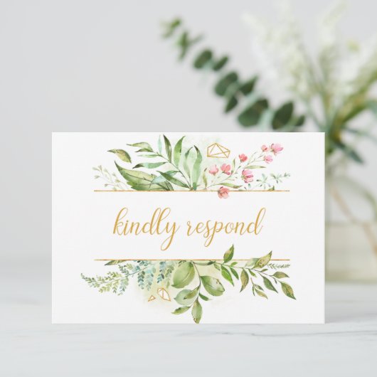 Botanicals Pink Blume Aquarell Splash UAWG RSVP Karte (Stehend Vorderseite)