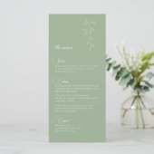 Botanicals & Sage Green Menükarte (Stehend Vorderseite)