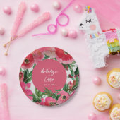 Botanicals Wasserfarbe Rosa Anemone Blumenzehen Pappteller (Party)