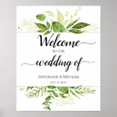 Botanicals "Willkommen bei der Hochzeit von" Zeich Poster (Vorne)