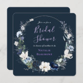 Botanik-Einladung des Navy Blue Floral Botanical B Einladung (Vorne/Hinten)