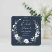 Botanik-Einladung des Navy Blue Floral Botanical B Einladung (Stehend Vorderseite)