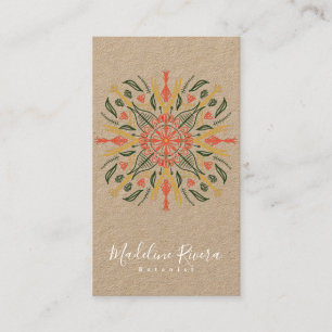 Botanik Florist Grünzeug Mandala Designer Kraft Visitenkarte