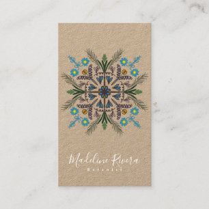 Botanik Florist Yoga Grünpflanzen Mandala Kraft Visitenkarte