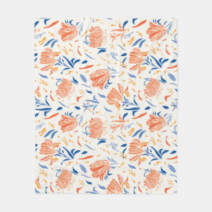 Botanik linocut baroque: floraler nahtloser Hinter Fleecedecke