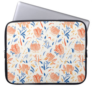 Botanik linocut baroque: floraler nahtloser Hinter Laptopschutzhülle