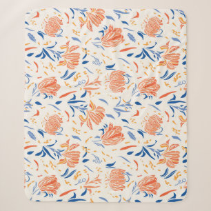 Botanik linocut baroque: floraler nahtloser Hinter Sherpadecke