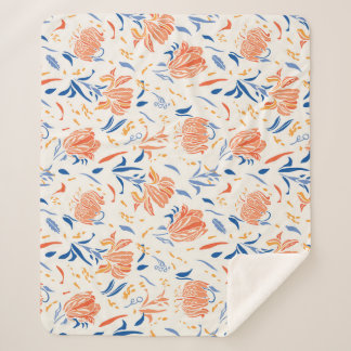 Botanik linocut baroque: floraler nahtloser Hinter Sherpadecke