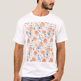 Botanik linocut baroque: floraler nahtloser Hinter T-Shirt