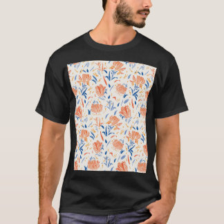 Botanik linocut baroque: floraler nahtloser Hinter T-Shirt
