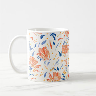 Botanik-Linolschnitt barock: florales nahtloses Hi Kaffeetasse
