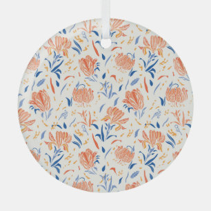 Botanik-Linolschnitt barock: florales nahtloses Hi Ornament Aus Glas