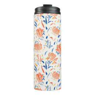 Botanik-Linolschnitt barock: florales nahtloses Hi Thermosbecher