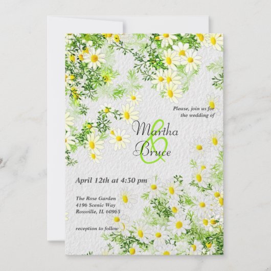 Botanik mit Blätter und weißen Gänsebläschen Einladung (Vorderseite)