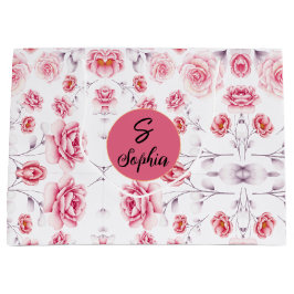 Botanik rosa Peony Vingtage Blumenmuster einzigart Große Geschenktüte