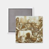 Botaniker, die Pflanze untersuchen (litho) Magnet (Vorderseite/Rückseite)