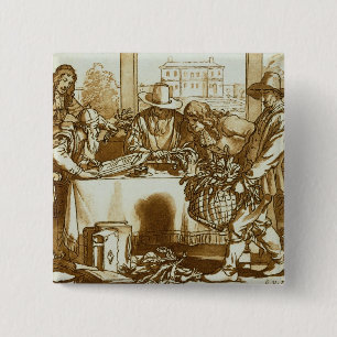 Botaniker, die Pflanzen (litho, überprüfen) Button