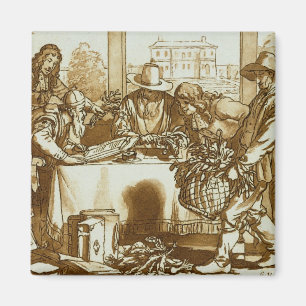 Botaniker, die Pflanzen (litho, überprüfen) Magnet