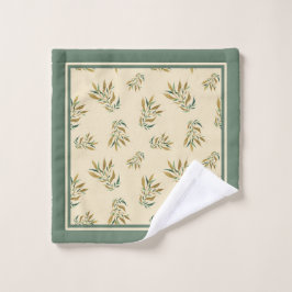 Botanikmuster mit Gold und Grünen Twigs Waschlappen