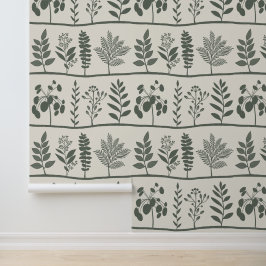 Botanique Doux rythm XL 1b vert foncé floral Tapete