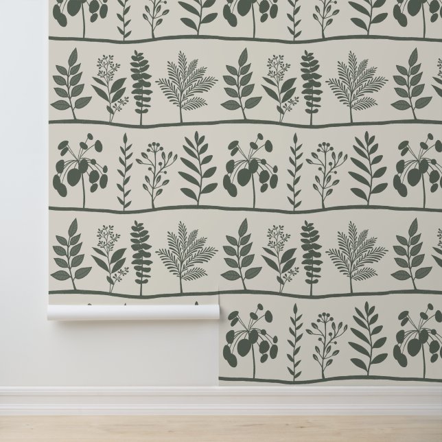 Botanique Doux rythm XL 1b vert foncé floral Tapete (Anwendung)