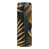 Botanisch abstrakt Schwarz und Gold Thermosbecher (Rückseite)