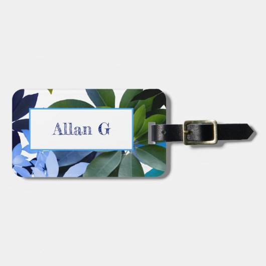 Botanisch, Blätter Gepäckanhänger mit Leder (Vorderseite horizontal)