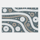 Botanisch-blau-geometrisch Mitte des Jahrhunderts Geschenkpapier Set (Vorderseite 2)