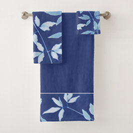 Botanisch-blaues Wasser Badhandtuch Set