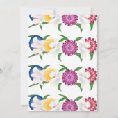 Botanisch-blaugelbe Lila Rose Blumenzehen Save The Date (Rückseite)