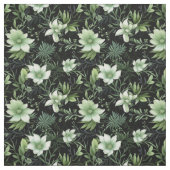 Botanisch blühend schwarz und grün stoff (Muster)